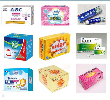 Hot Glue Flap Insert Automatic Box Packing Machine Penyegelan Karton Kosmetik