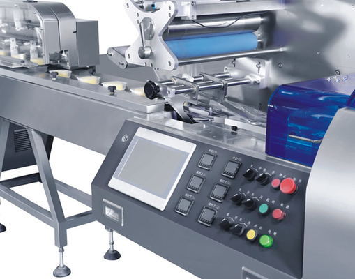 Garis Perakitan Kemasan Makanan Piala Horisontal Kue Roti Feeding Tray Loading Packing