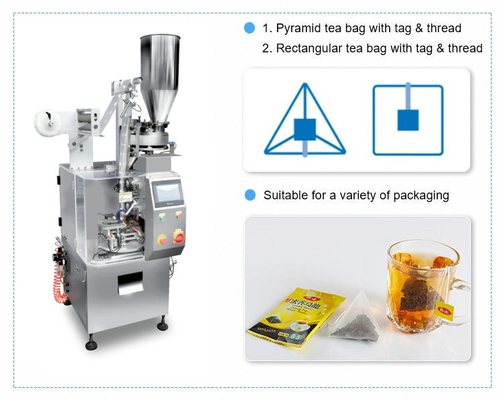 Filter Piramida Nylon Mesin Pengemas Makanan Otomatis 10g Kantong Teh Celup Dengan Tag Tali