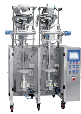 Double Lines Vertical Automatic Granule Packing Machine Kantong Makanan Ringan Kecil